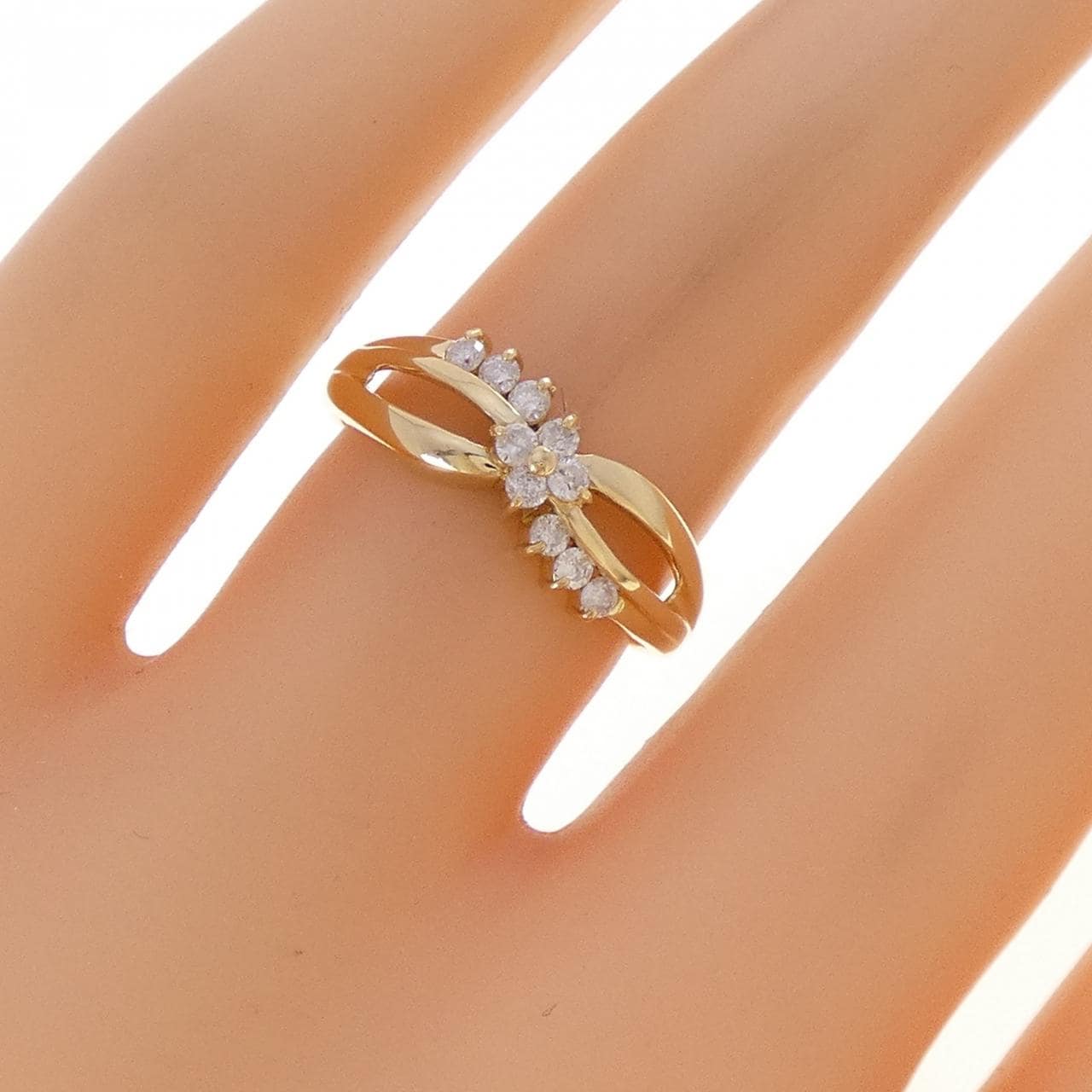 K18YG フラワー ダイヤモンド リング 0.20CT