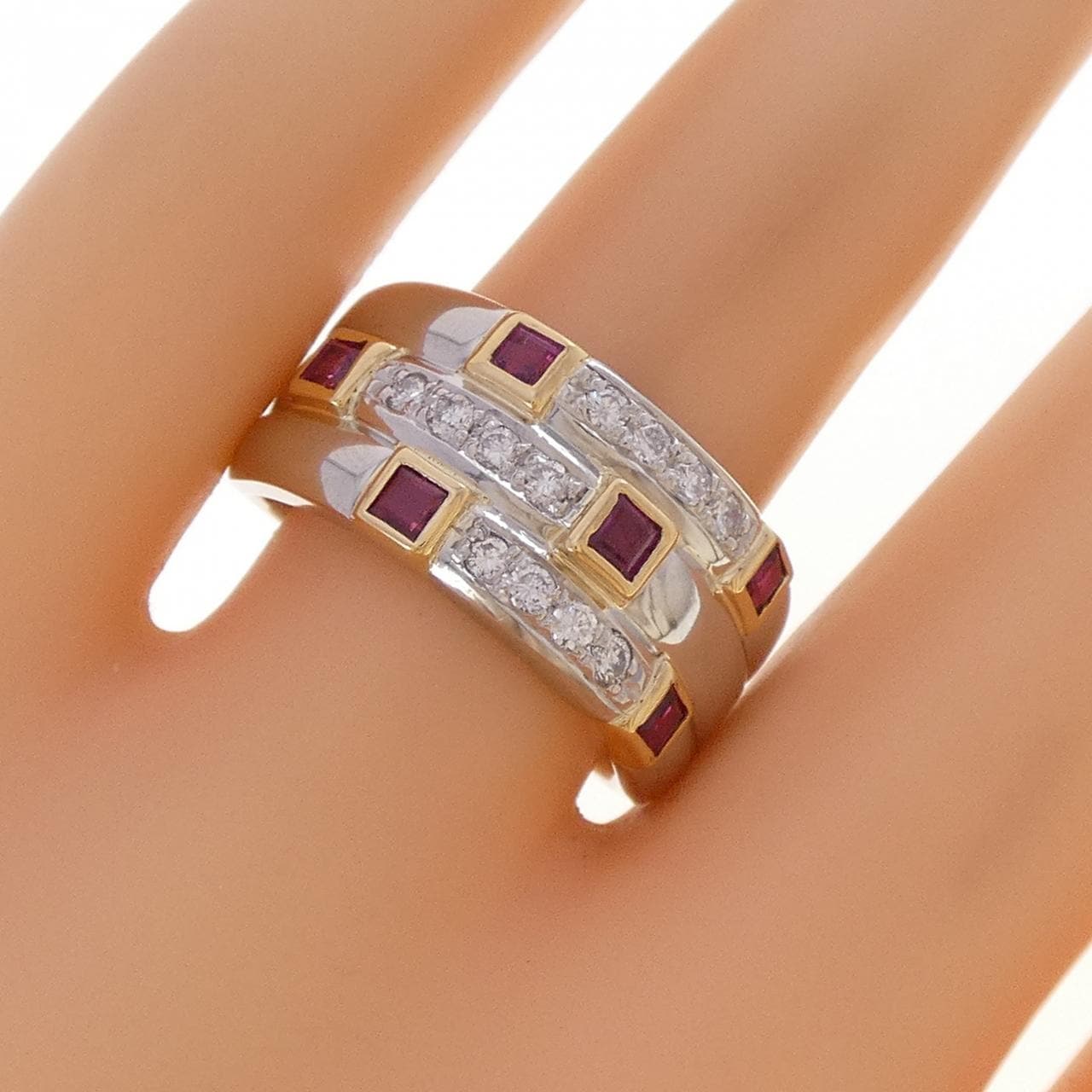 PT900/K18YG ルビー リング 0.72CT