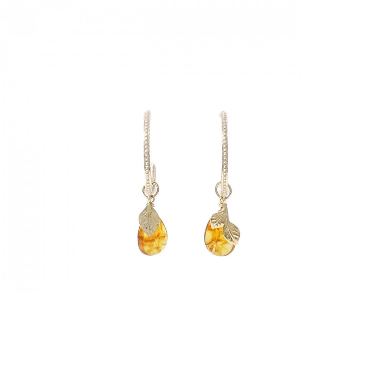 アガット コハク ピアス