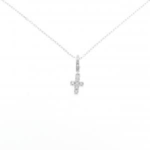 K18WG クロス ダイヤモンド ネックレス 0.06CT