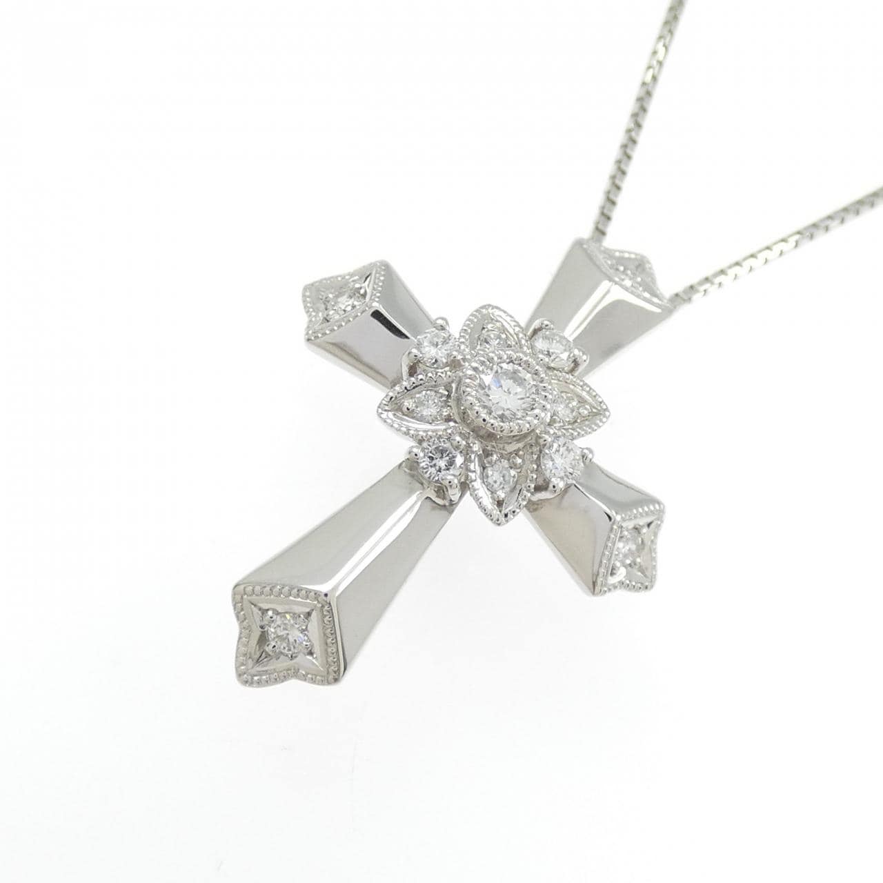 PT900/PT850 クロス ダイヤモンド ネックレス 0.24CT