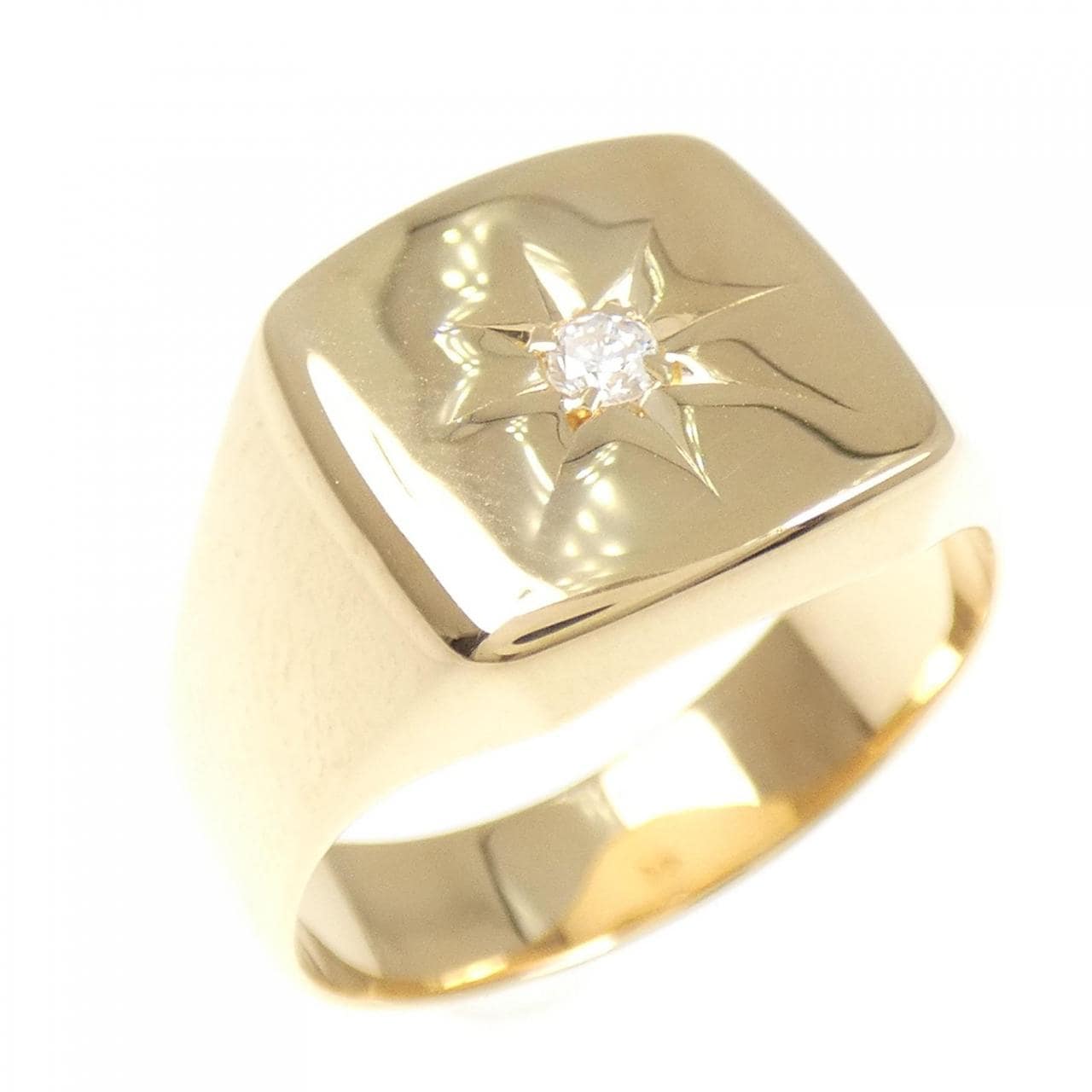 750YG 印台 ダイヤモンド リング 0.06CT