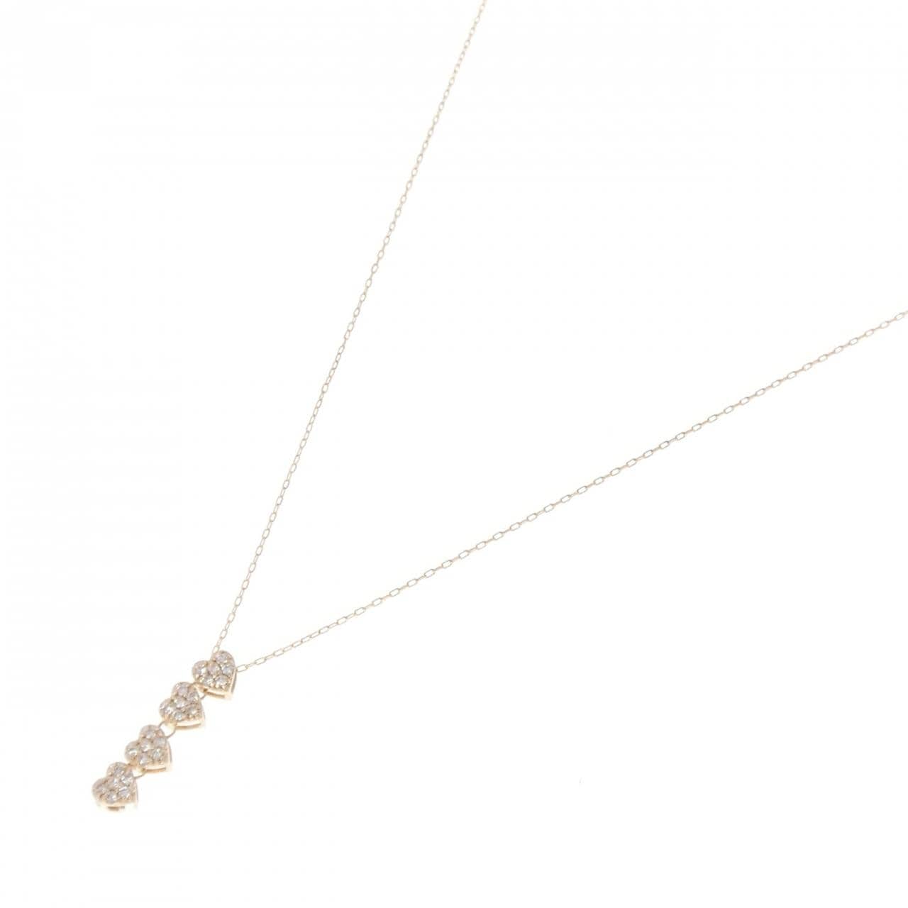 K18PG 2WAY ハート ダイヤモンド ネックレス 0.20CT