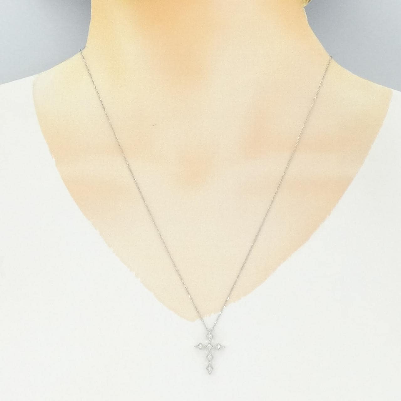 PT900/PT850 クロス ダイヤモンド ネックレス 0.06CT