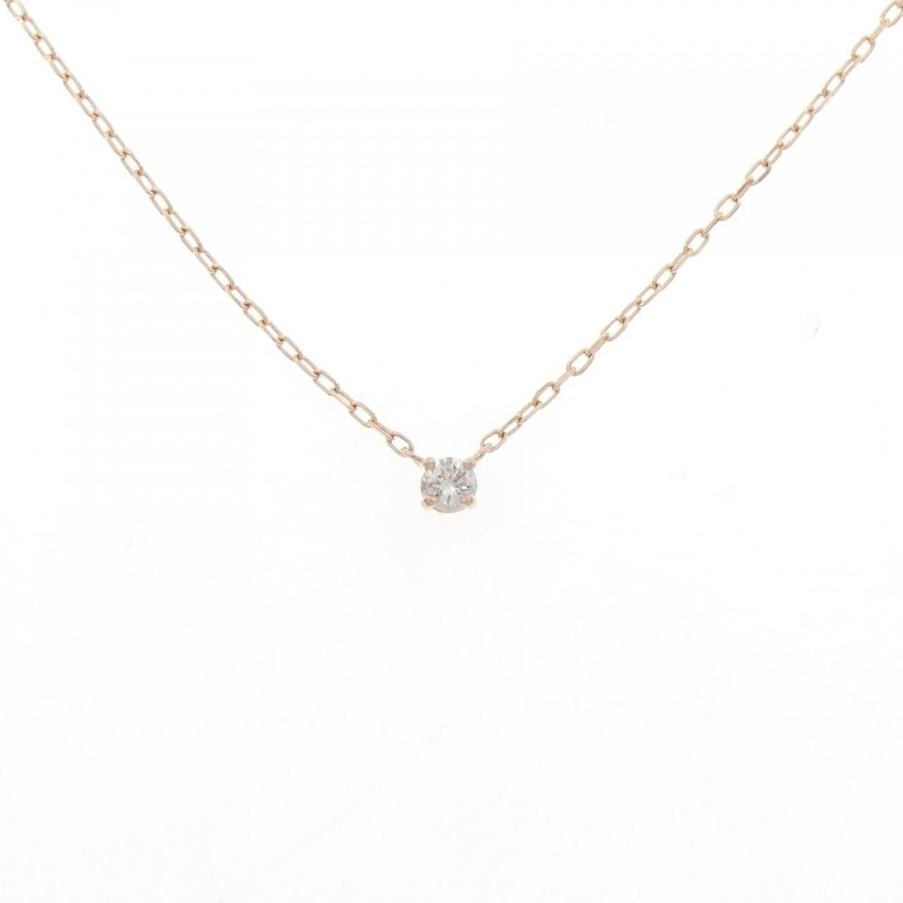 K10PG ソリティア ダイヤモンド ネックレス 0.10CT