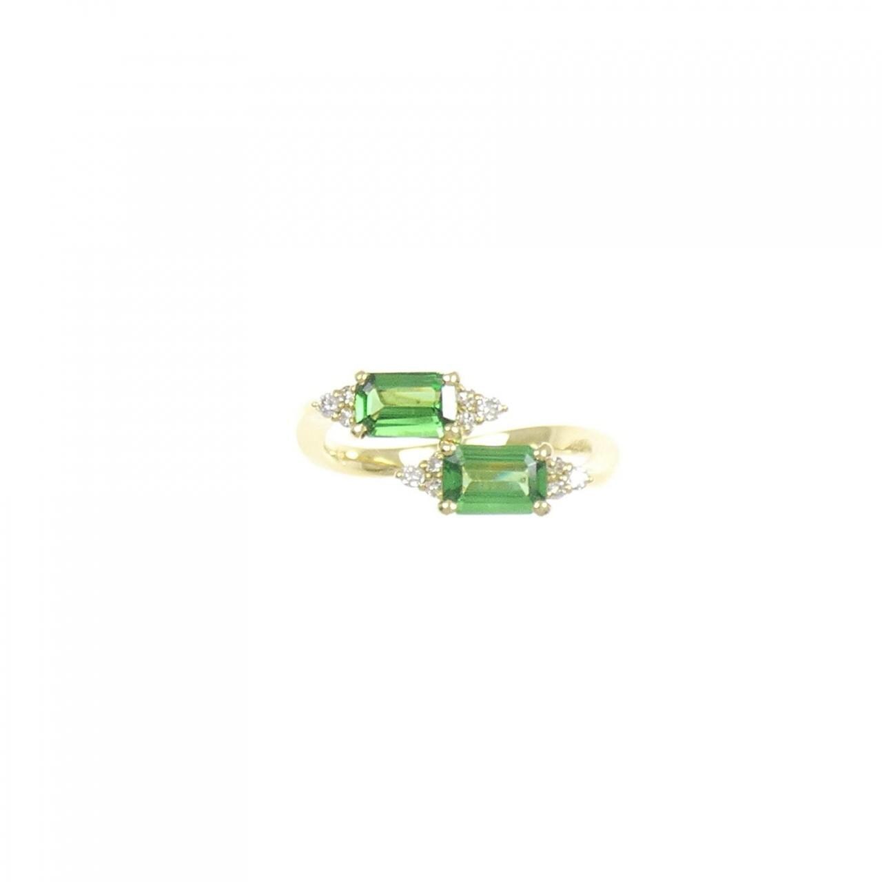 【新品】K18YG グリーンガーネット リング 1.00CT