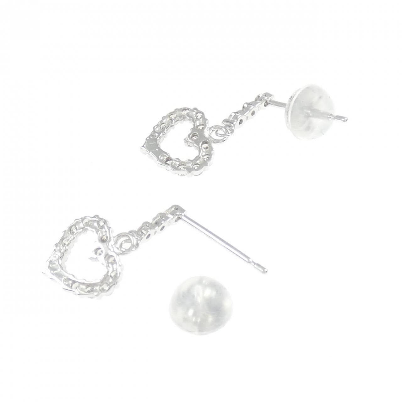 K18WG ハート ダイヤモンド ピアス 0.22CT