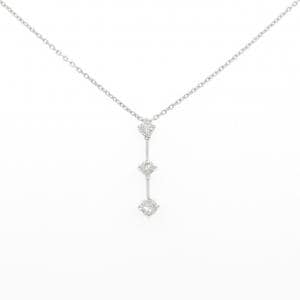 K18WG スリーストーン ダイヤモンド ネックレス 0.50CT