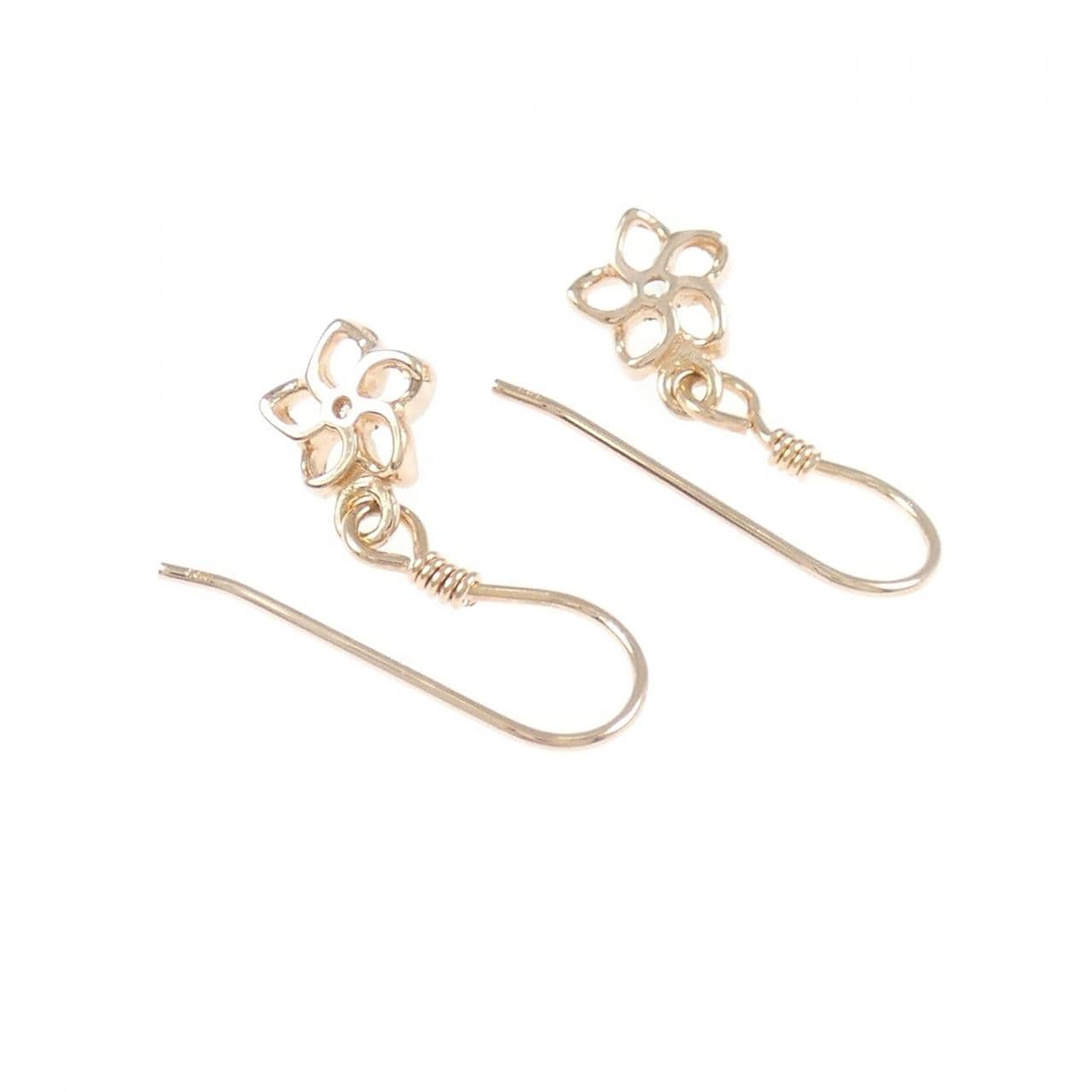 14KPG フラワー キュービック ピアス