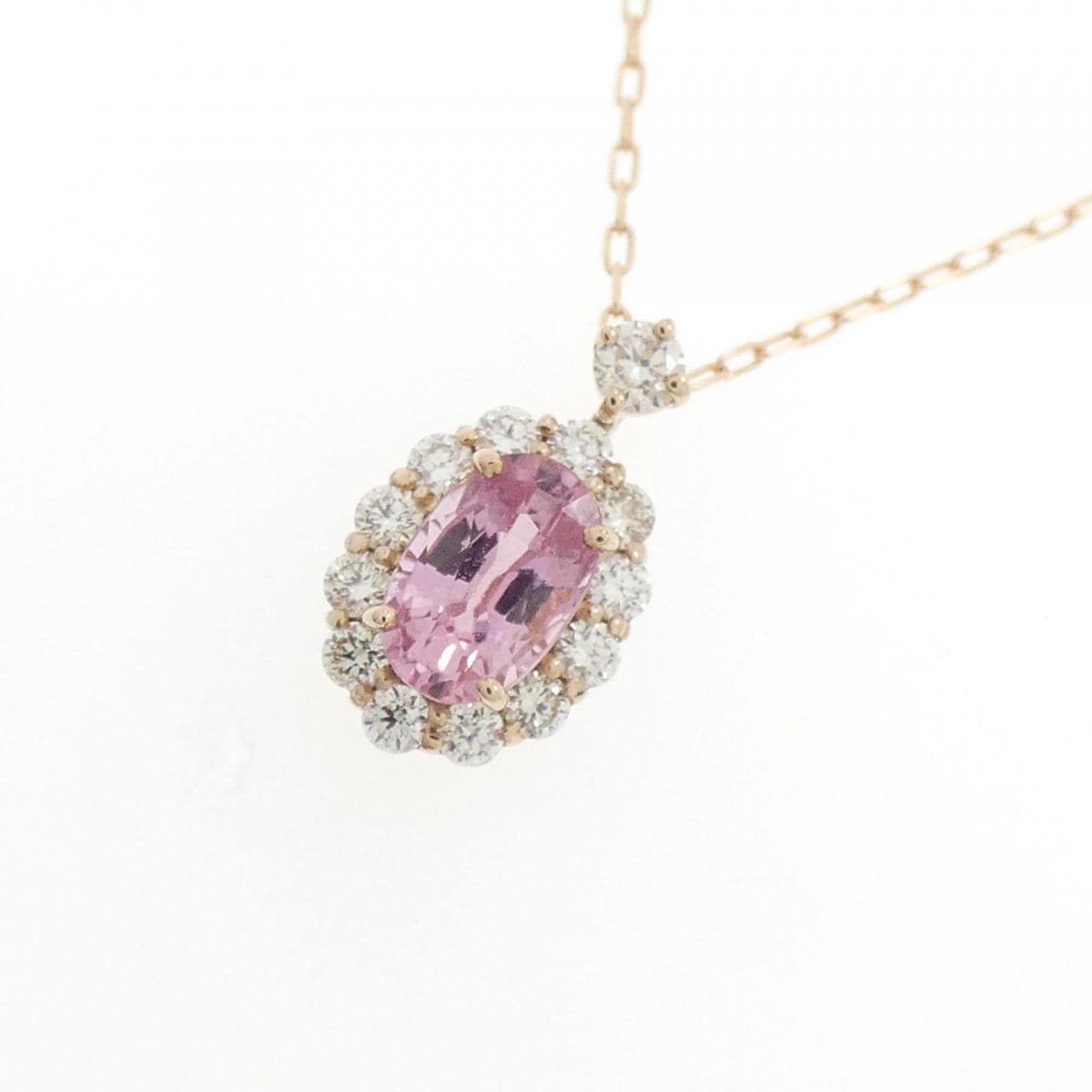 [BRAND NEW] K18PG Padparadscha Sapphire Necklace 0.475CT