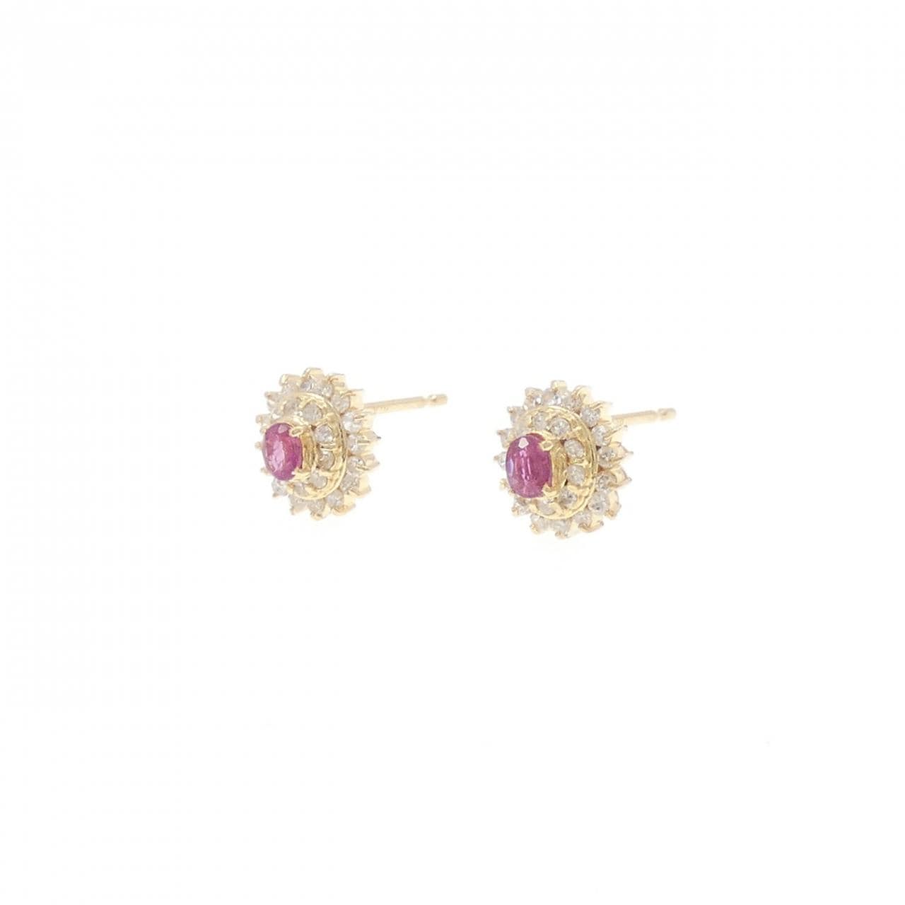 K18YG紅寶石耳釘