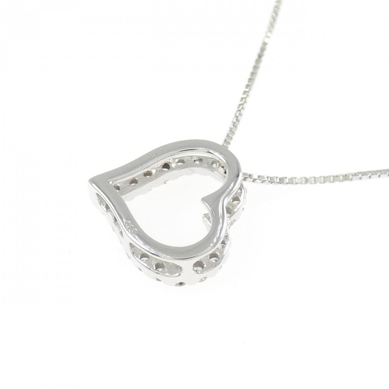 K10WG ハート ダイヤモンド ネックレス 0.15CT
