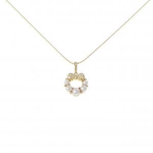 K18YG リボン アコヤパール ネックレス