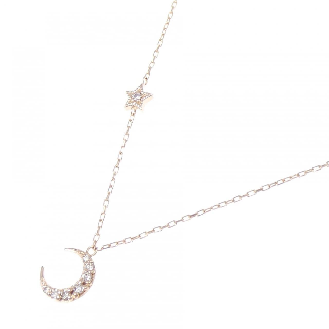K10PG スター×ムーン ダイヤモンド ネックレス 0.08CT