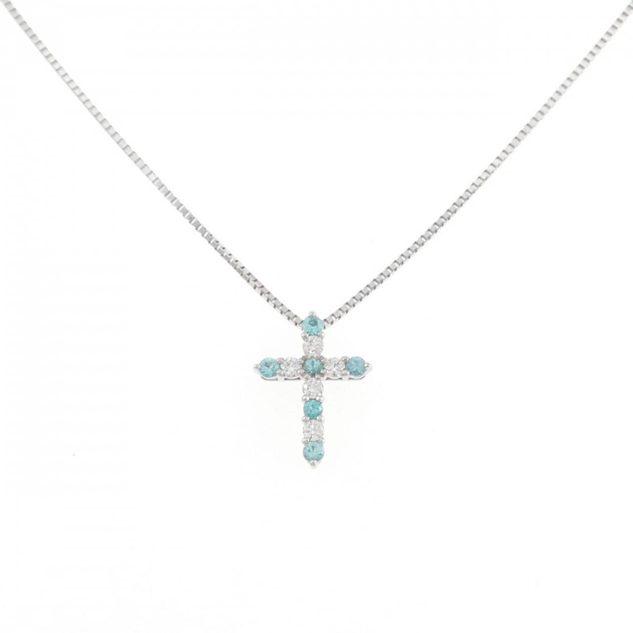 K18WG クロス トルマリン ネックレス 0.14CT