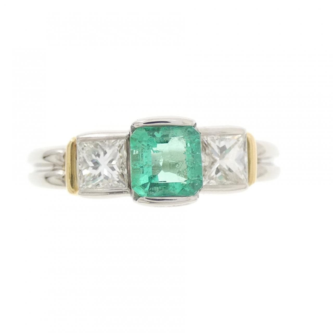 PT900/K18YG エメラルド リング 0.46CT