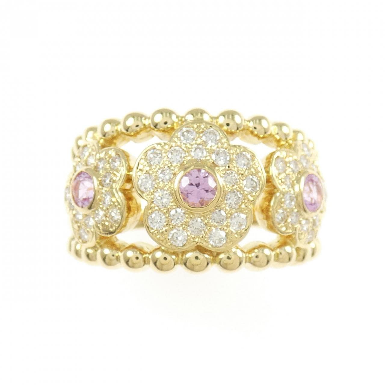 K18YG フラワー サファイヤ リング 0.34CT