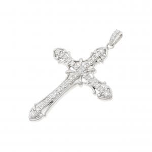K18WG クロス ダイヤモンド ペンダント 0.36CT