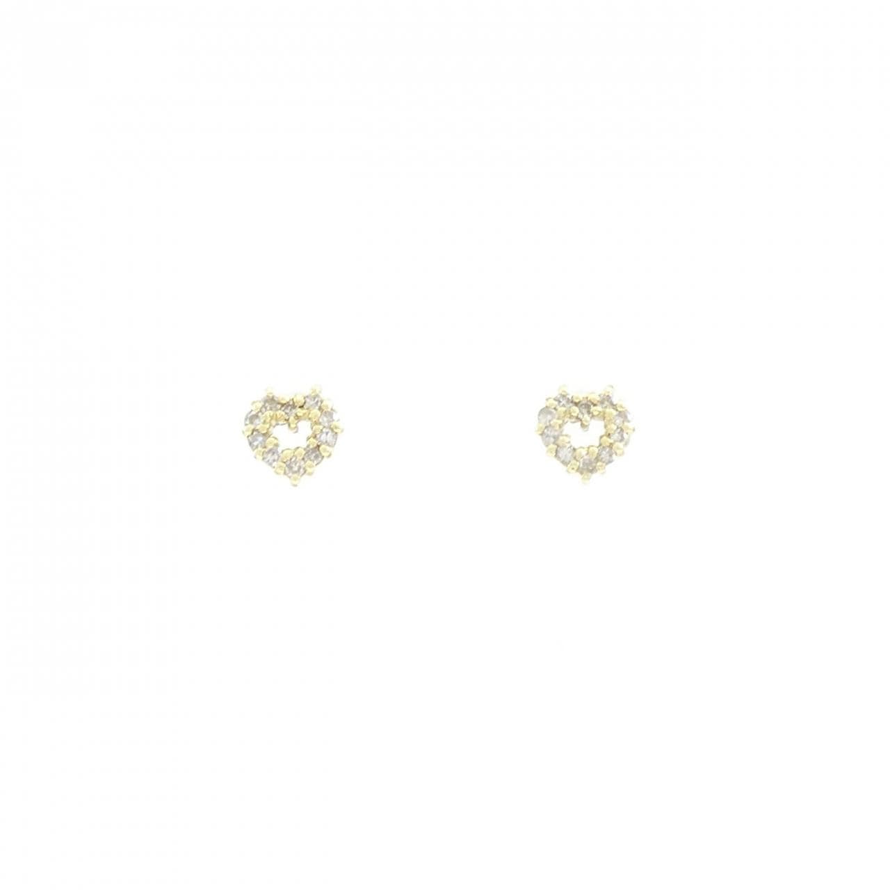K18YG ハート ダイヤモンド ピアス 0.10CT