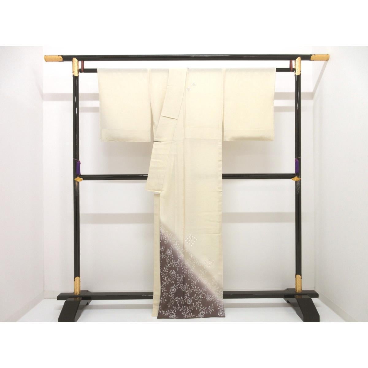 単衣　絽織訪問着　友禅加工ボカシ染　身幅Ｌ寸