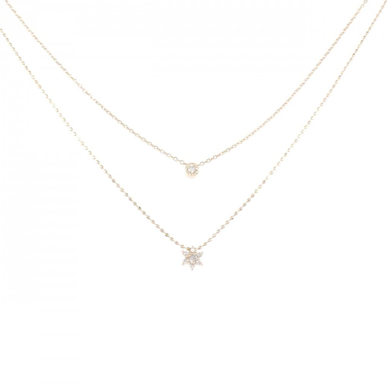 K10PG フラワー ダイヤモンド ネックレス 0.09CT