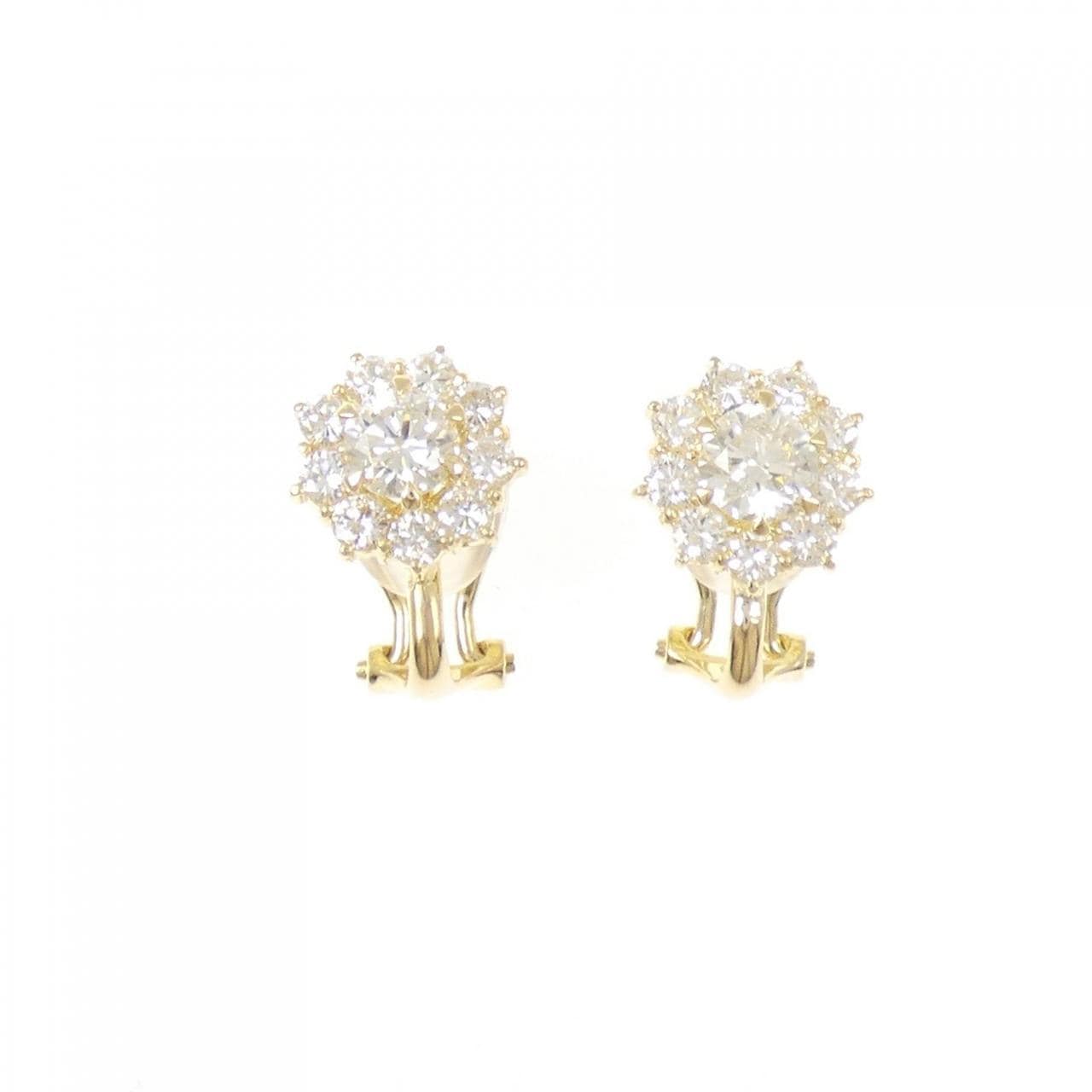 K18YG フラワー ダイヤモンド ピアス 1.94CT