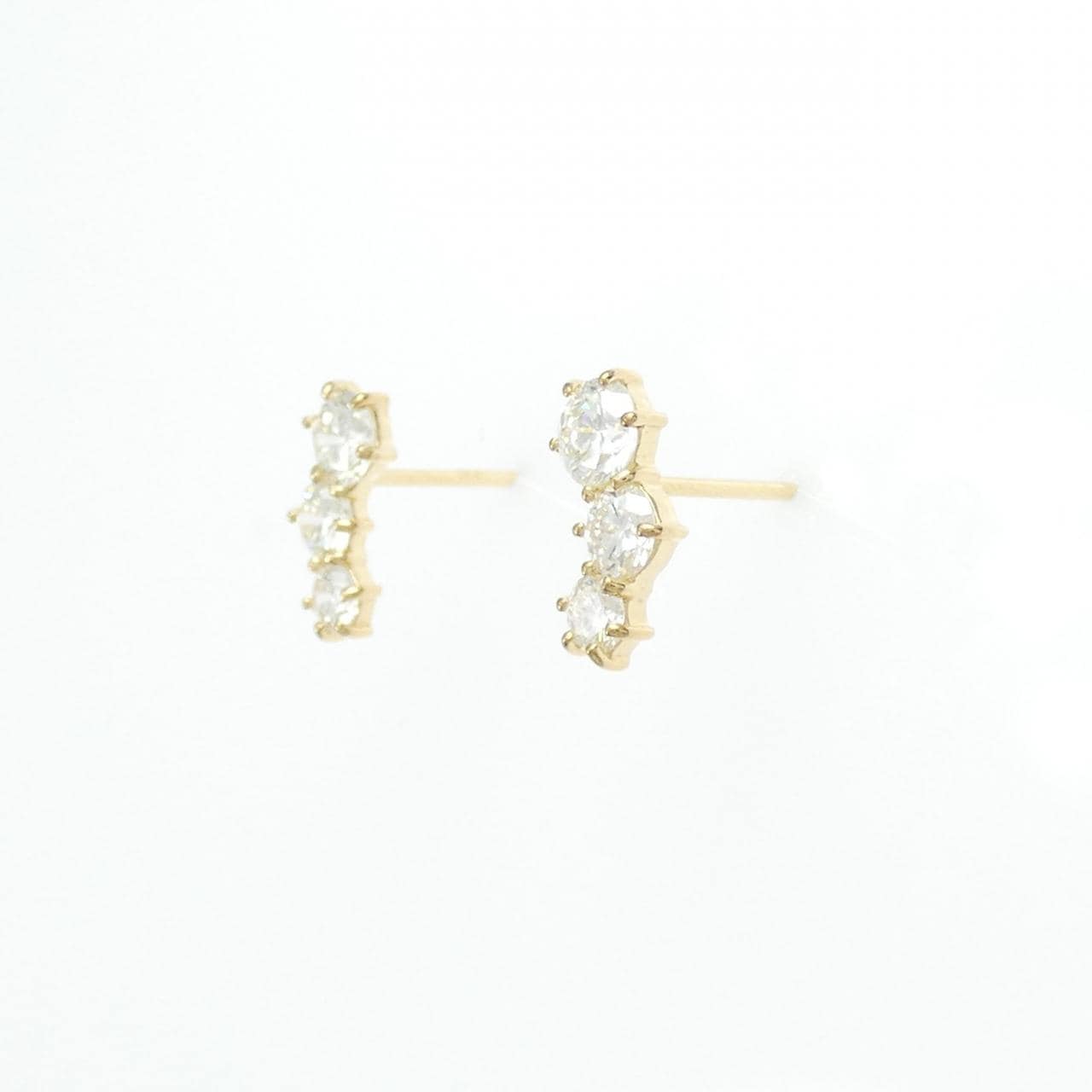 [再加工款] K18YG 三石鑽石耳環 0.70CT