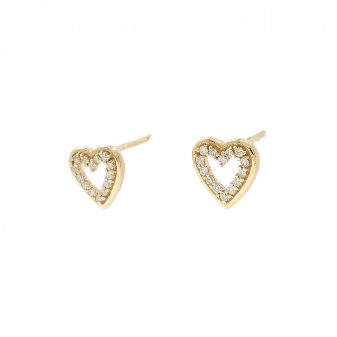 [BRAND NEW] K18YG Heart Diamond Earrings 0.08CT