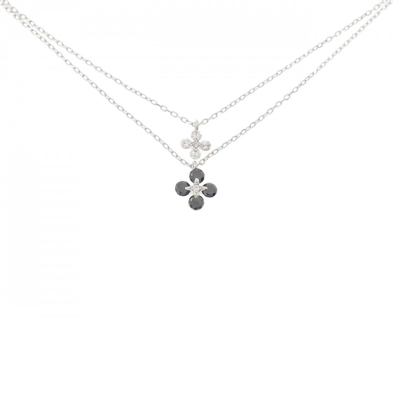 K18WG フラワー ダイヤモンド ネックレス 0.50CT