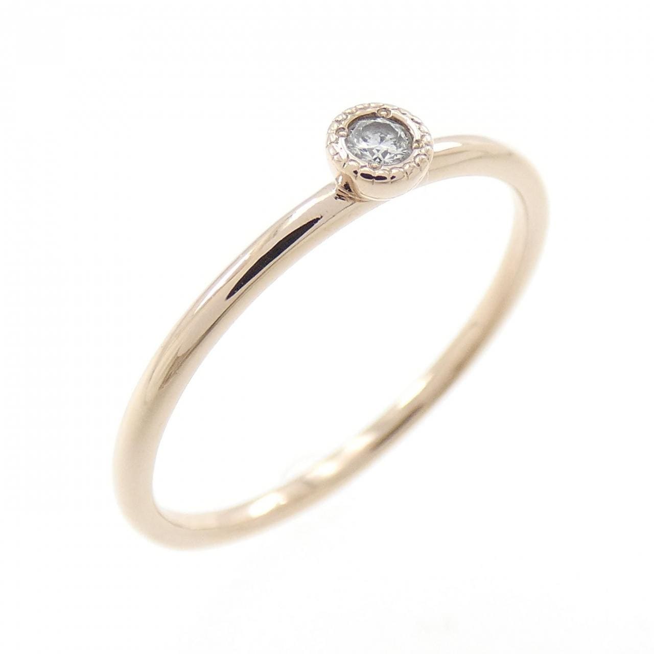 K18PG ソリティア ダイヤモンド リング 0.03CT