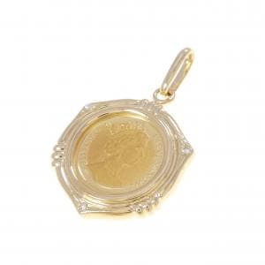 K18YG(枠) ダイヤモンド コイン ペンダント
