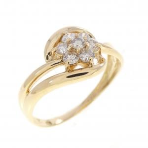 K18YG フラワー ダイヤモンド リング 0.30CT