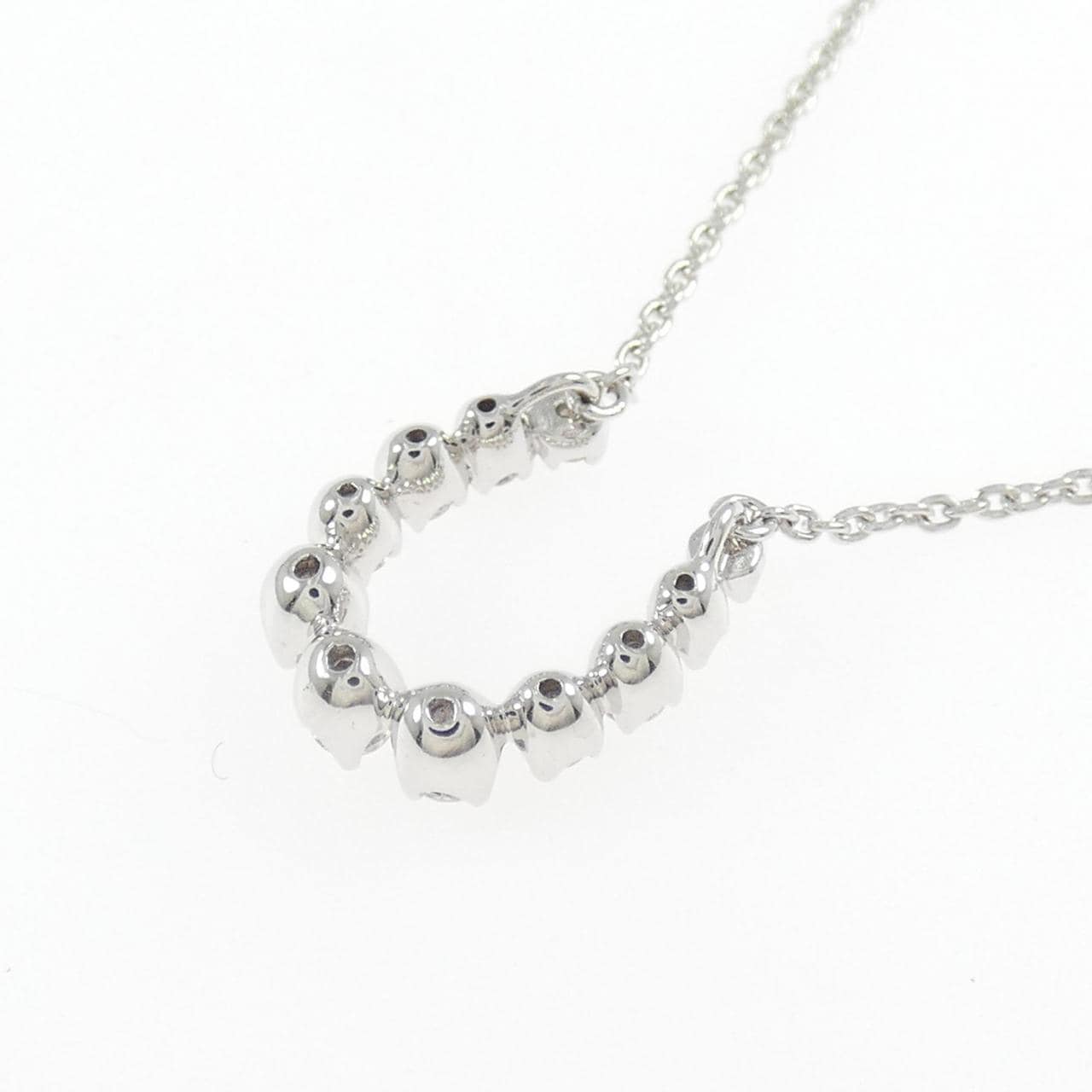 K18WG ホースシュー ダイヤモンド ネックレス 0.22CT