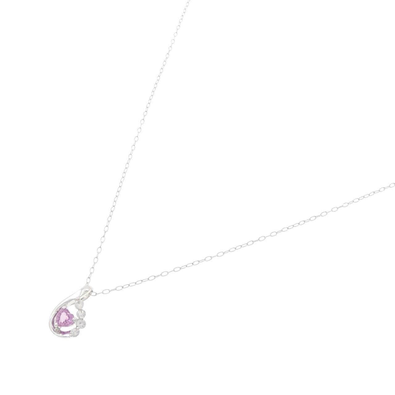K10WG ハート サファイヤ ネックレス 0.13CT