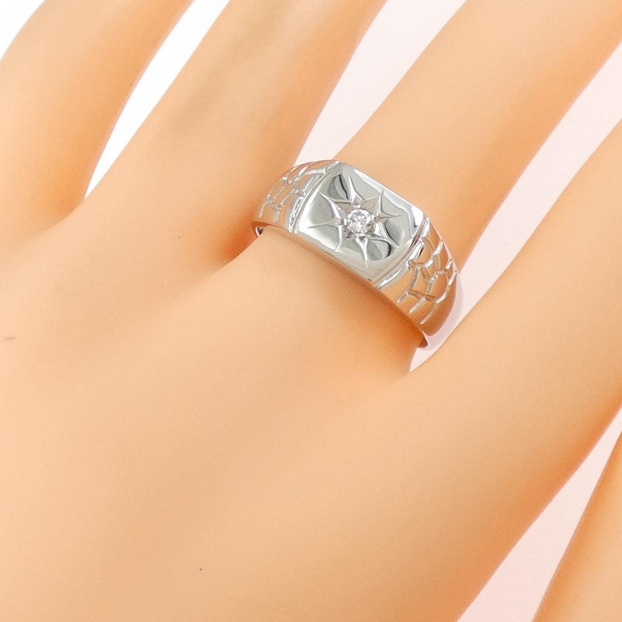 【新品】PT900 印台 ダイヤモンド リング 0.05CT