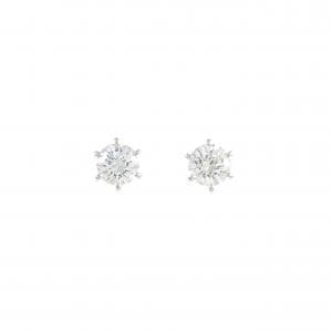 K14WG ソリティア ダイヤモンド ピアス 0.54CT