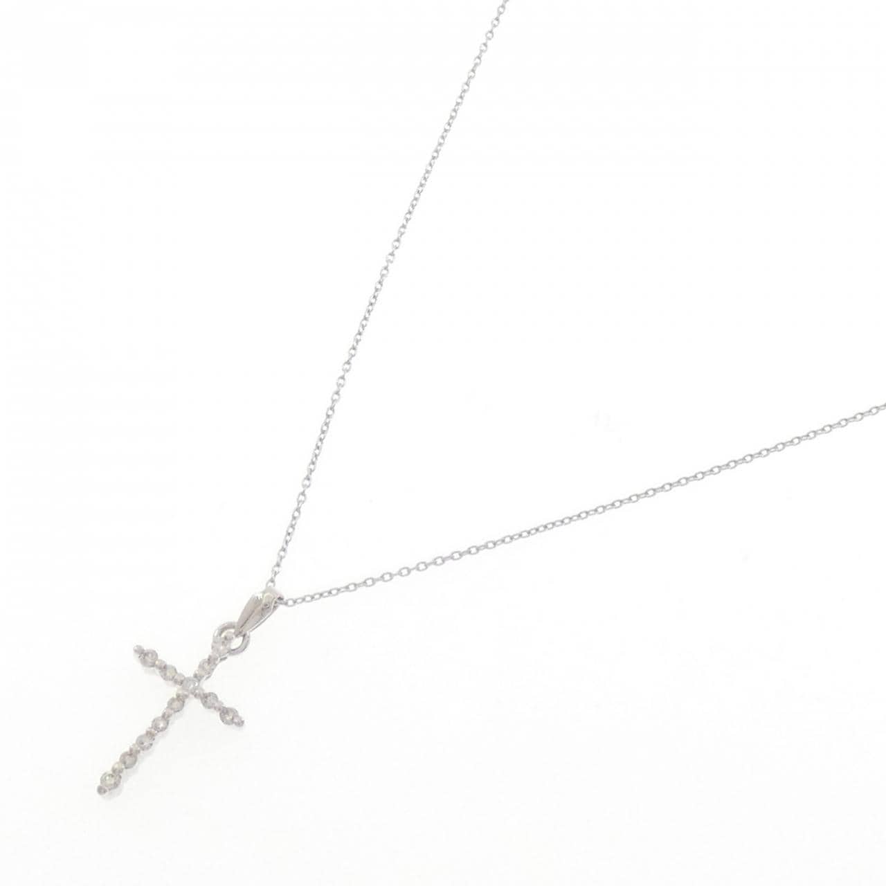 K18WG クロス ダイヤモンド ネックレス 0.20CT