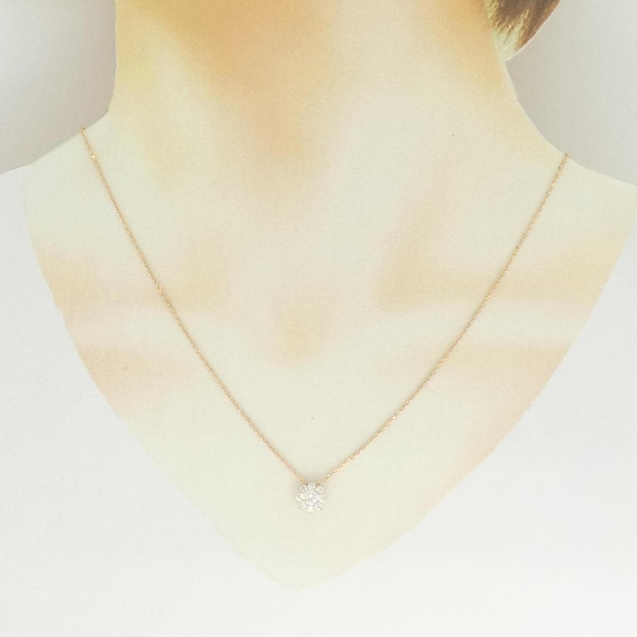 K18PG フラワー ダイヤモンド ネックレス 0.235CT