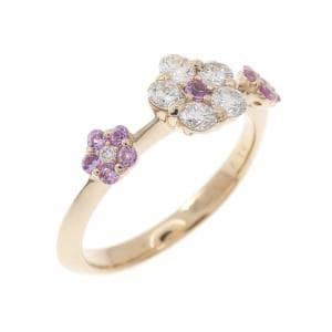 K18PG フラワー サファイヤ リング 0.14CT