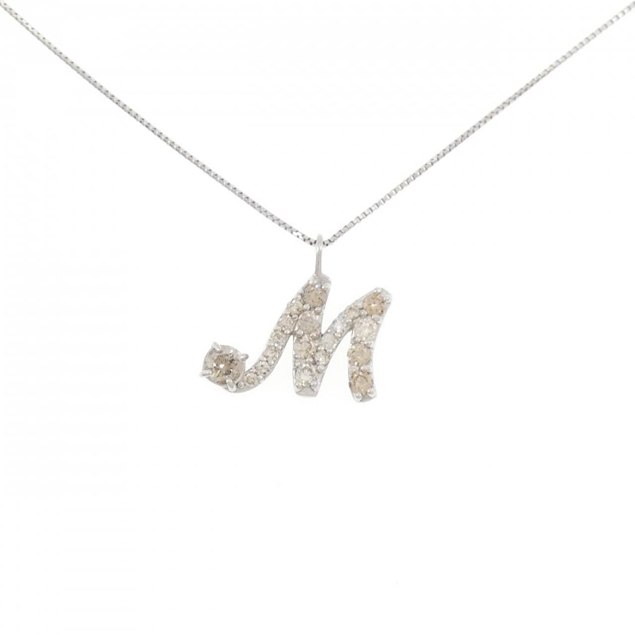 PT900/PT850 イニシャルM ダイヤモンド ネックレス 0.50CT