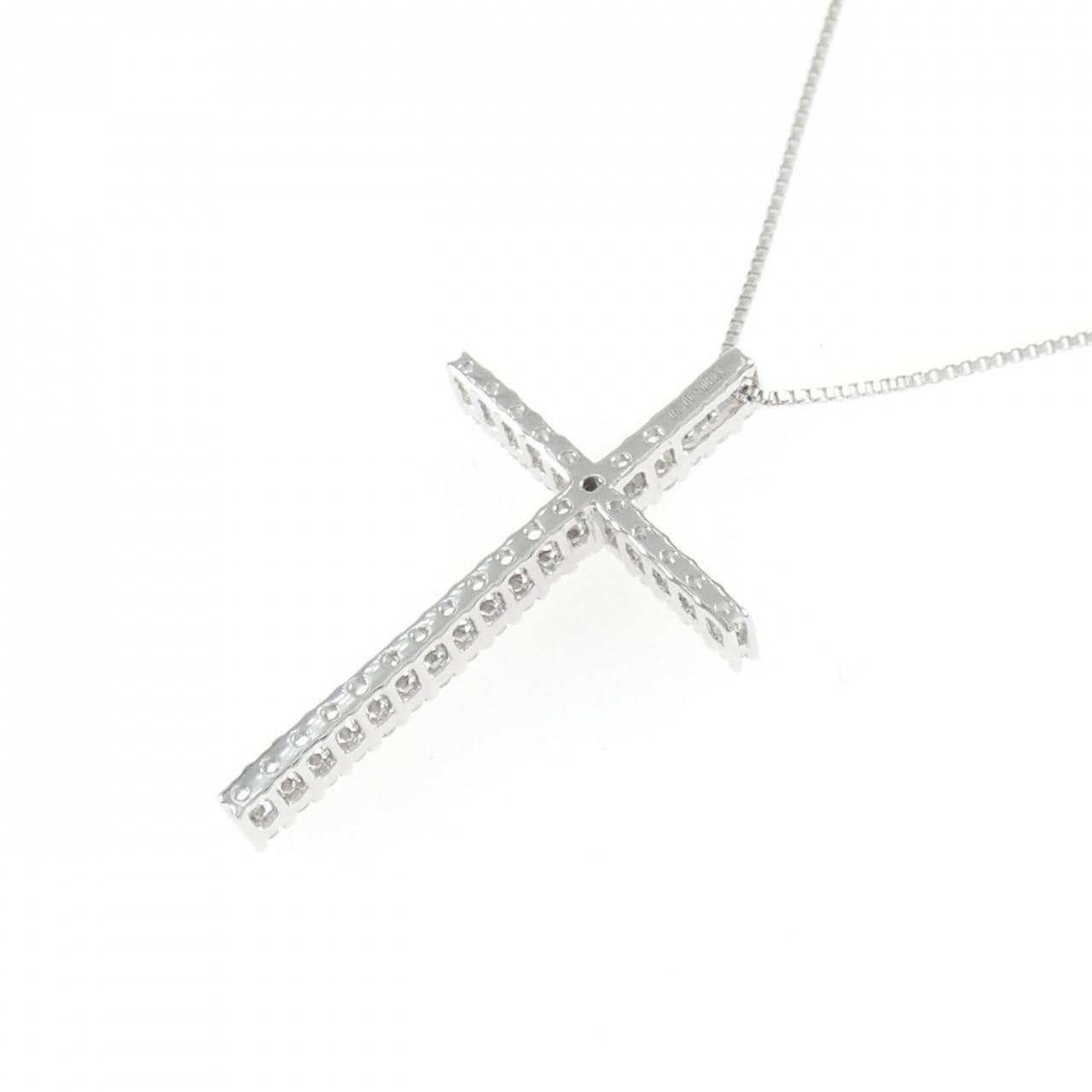 K18WG クロス ダイヤモンド ネックレス 0.20CT