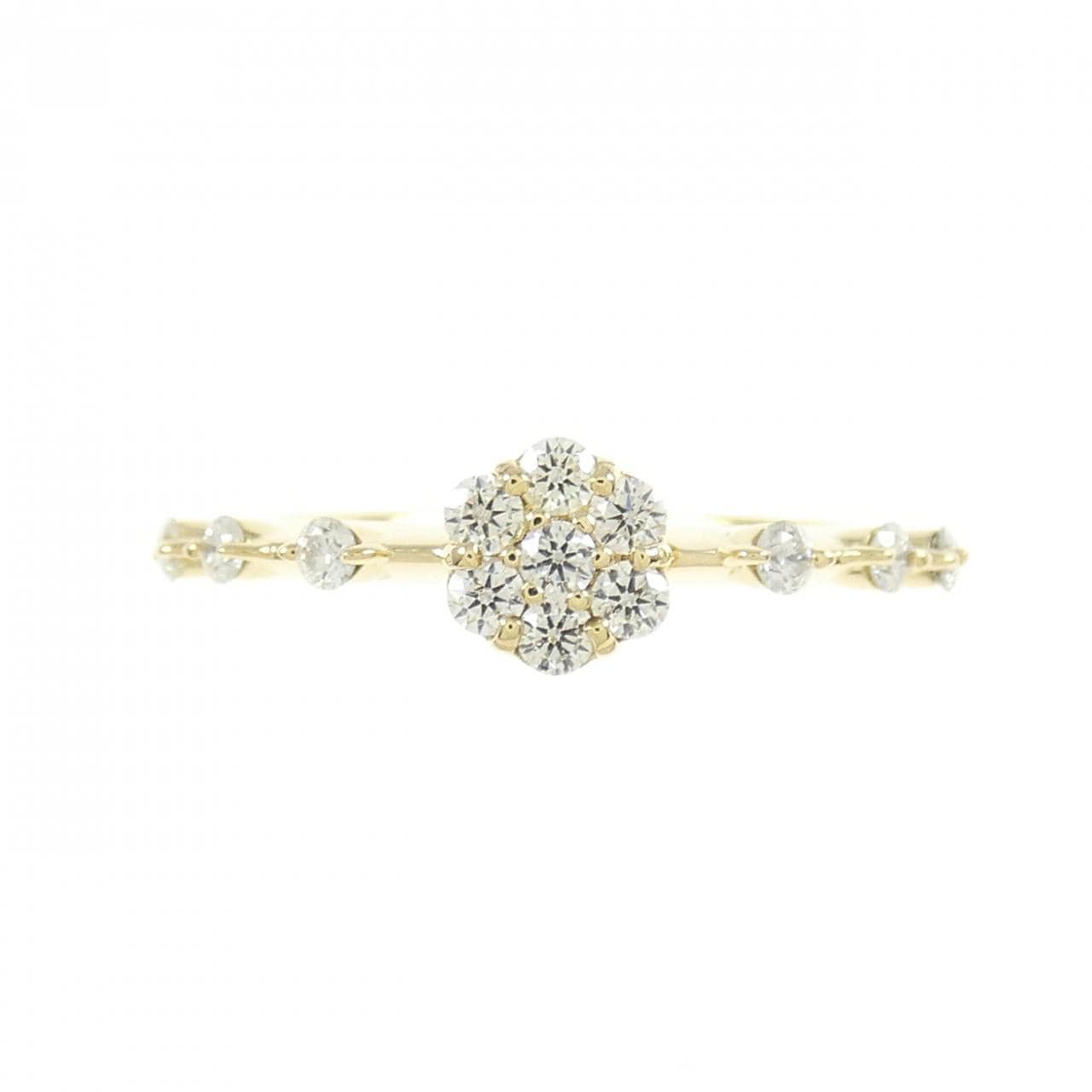 K18YG フラワー ダイヤモンド リング 0.23CT