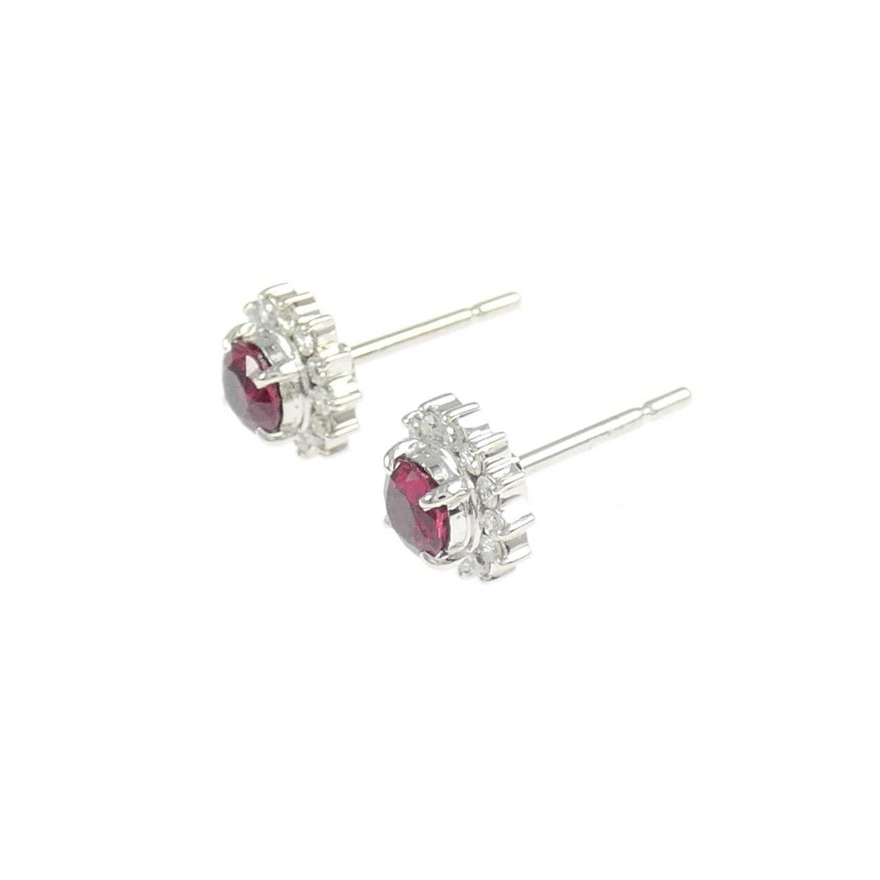 PT900 ルビー ピアス 0.65CT