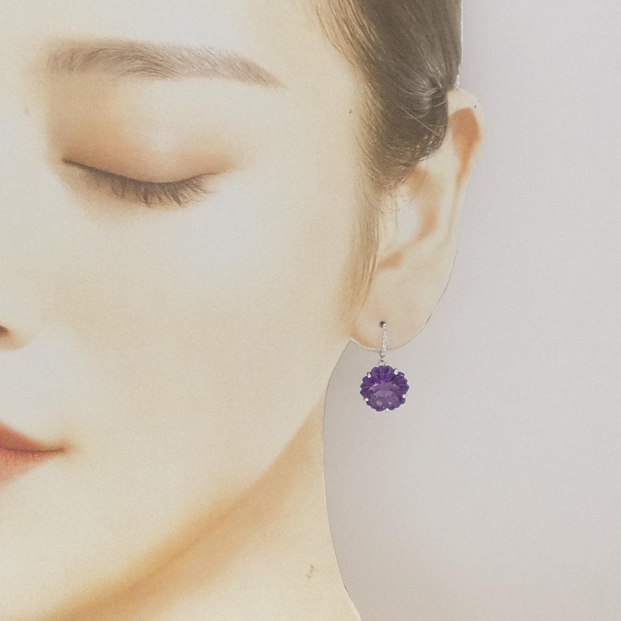 K18WG アメジスト ピアス 11.11CT