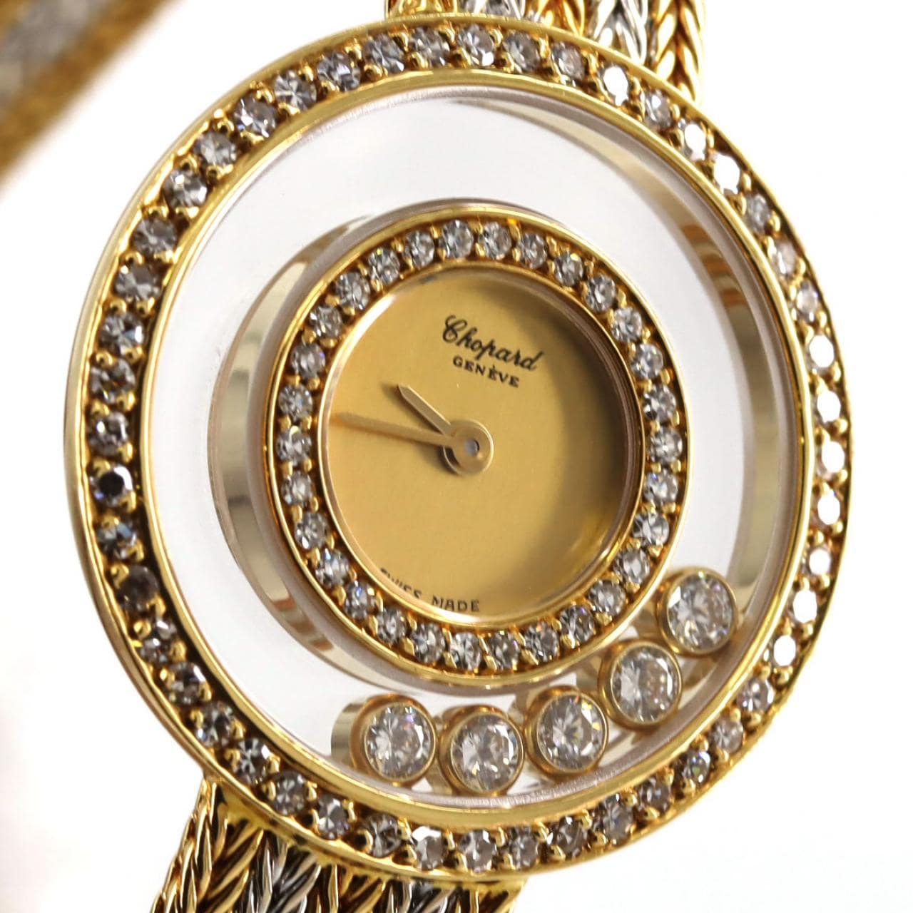 ショパール ハッピーダイヤモンド YGxWG/2D･5P 204355-9001 YG クォーツ