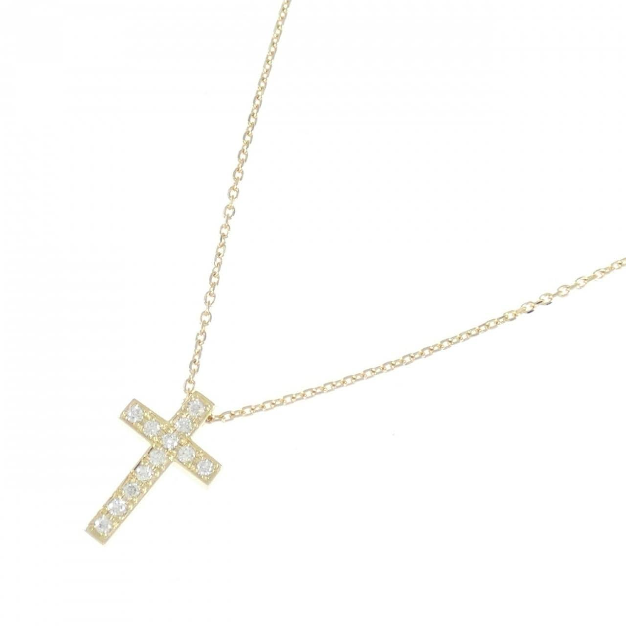 K18YG cross Diamond necklace 0.10CT