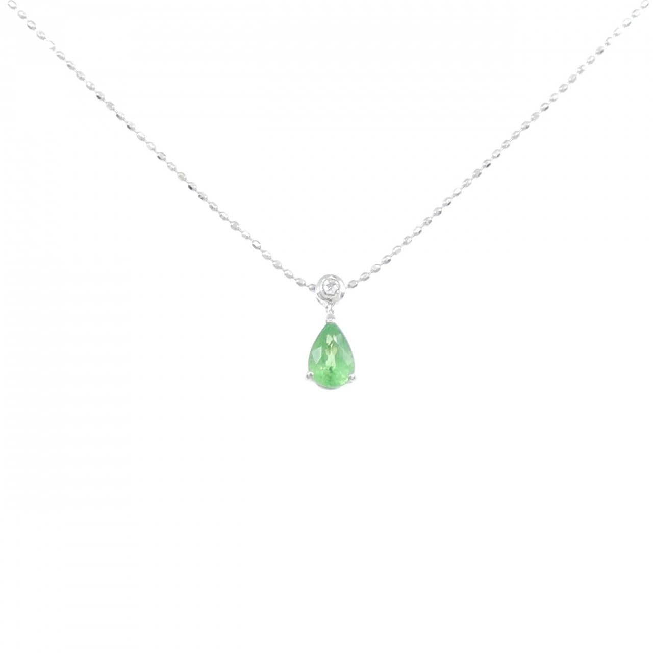 K18WG グリーンガーネット ネックレス