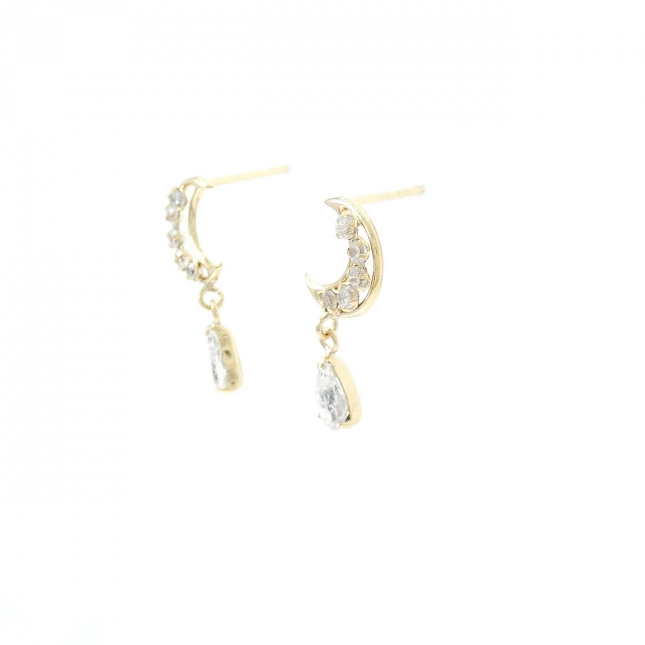 K18YG ムーン キュービック ピアス