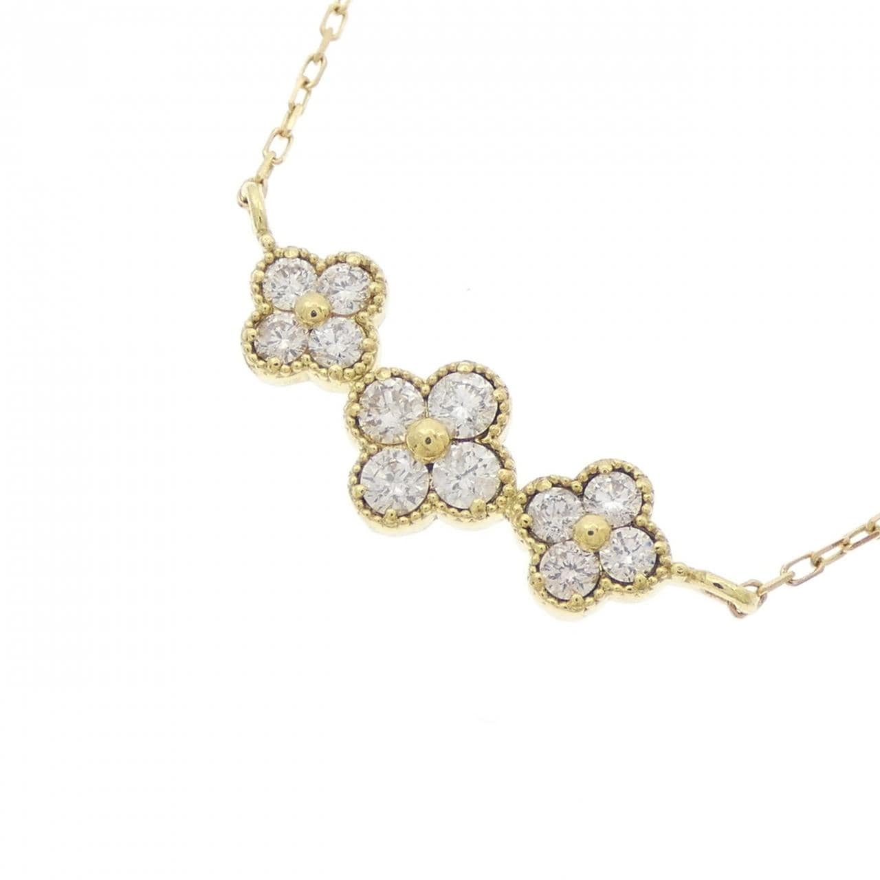 K18YG 花朵鑽石項鍊 0.30CT