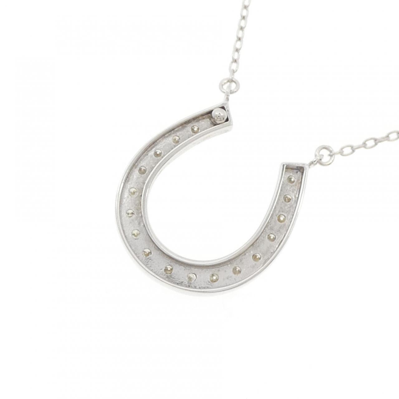 K18WG ホースシュー ダイヤモンド ネックレス 0.20CT